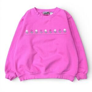 Vintage Grannycore Pink Spring Flowers Crewneck Sweatshirt Cozy Valentine's Day